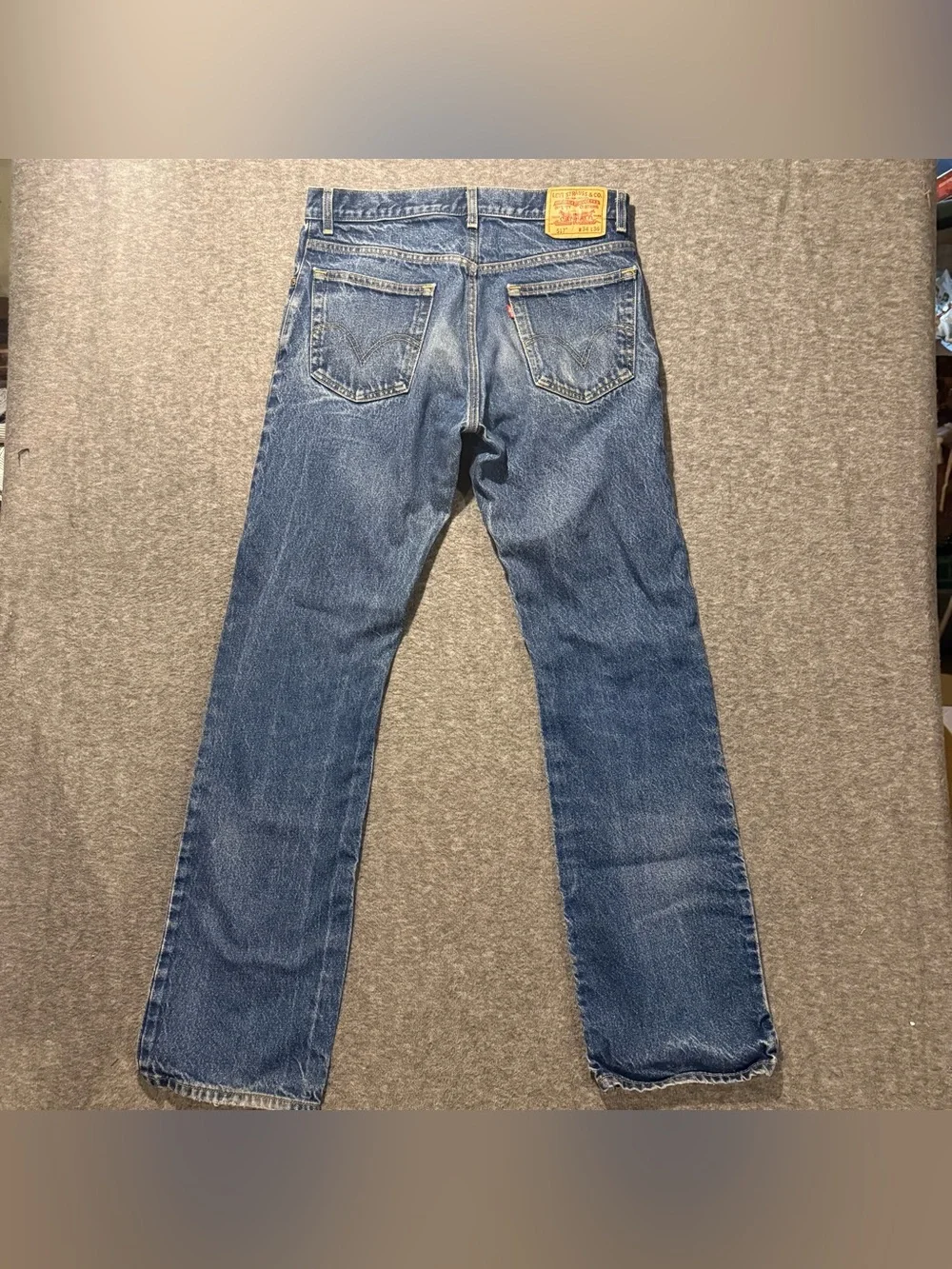 Levis 517 Bootcut Jeans Mens 34x36 Tall Blue Cotton Faded Wash Western Cowboy